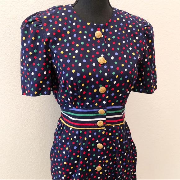 Funky Vintage Multicolored Polkadot Dress - Picture 2 of 6